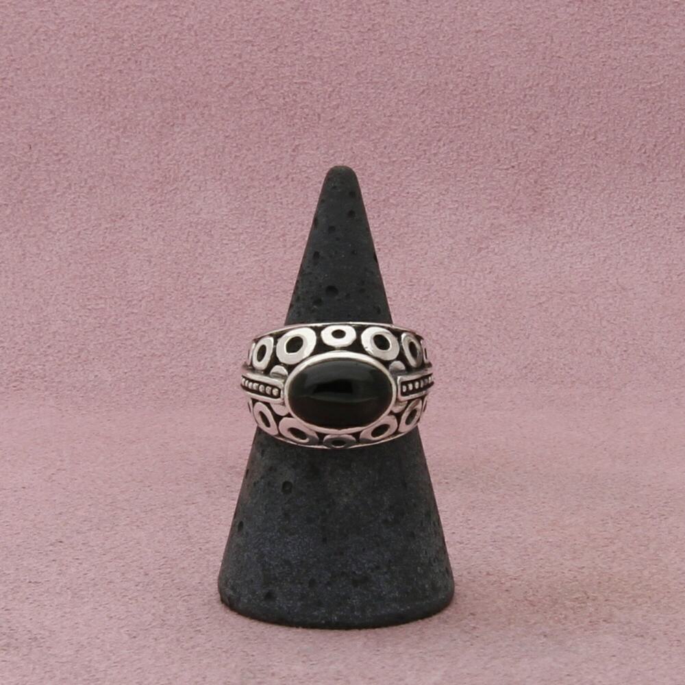 sterling silver black onyx circles dome ring size 7